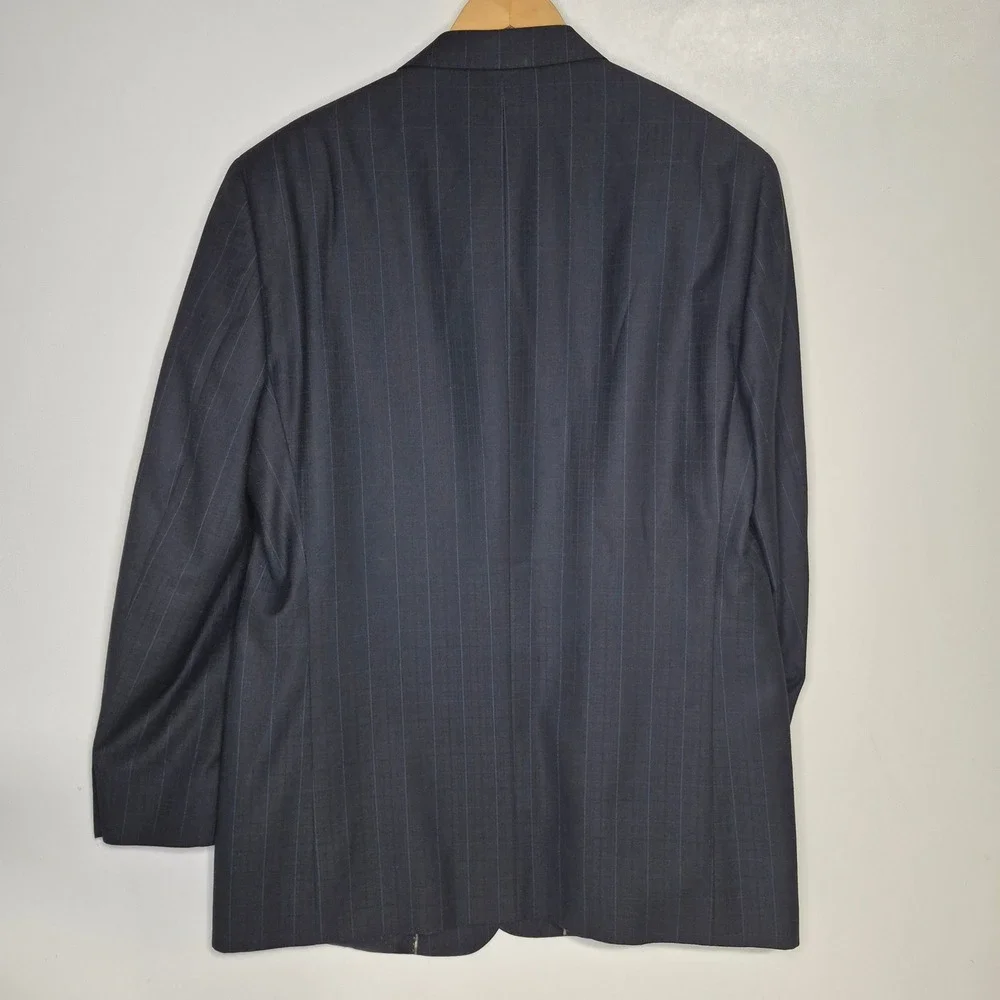 Evan-Picone Blazer Mens 44L‎ Black Plaid High Twist Microtech Sport Coat Jacket